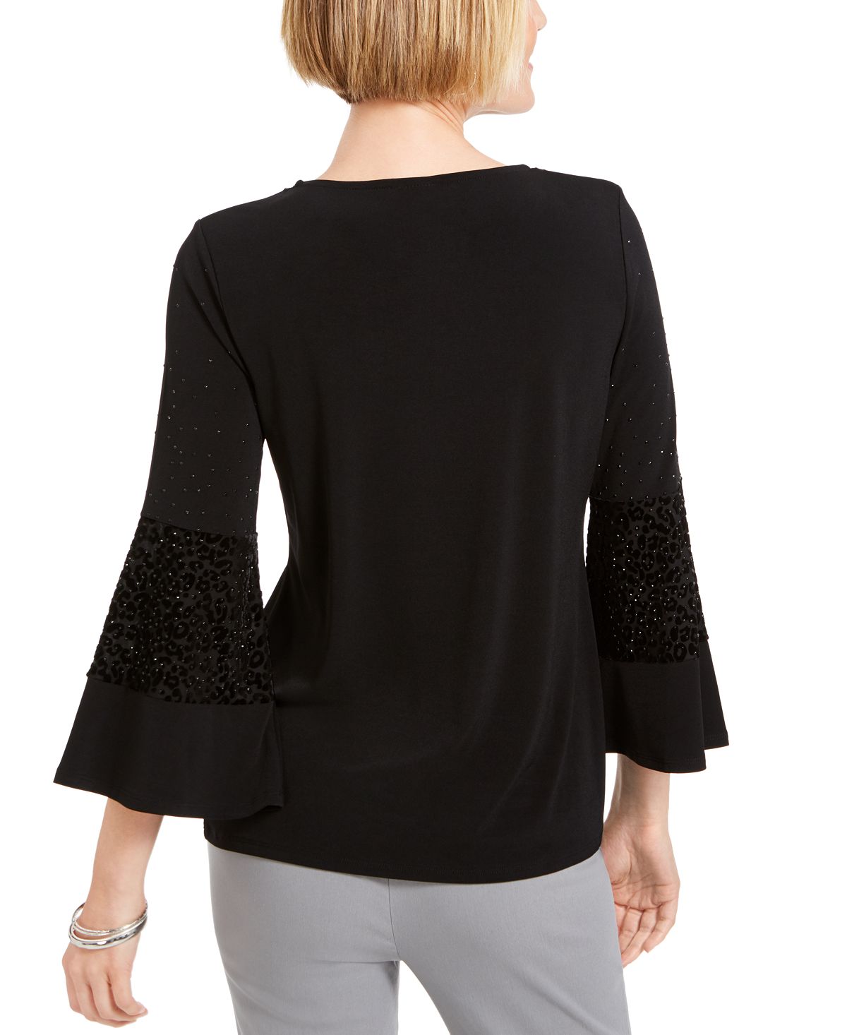 JM Collection Top Feminino com Manga Sino e Estampa Floral Preto Tamanho X-G