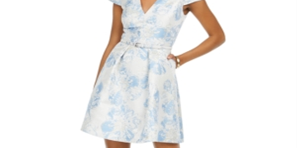Vestido feminino Vince Camuto Jacquard A Line Azul Tamanho 4