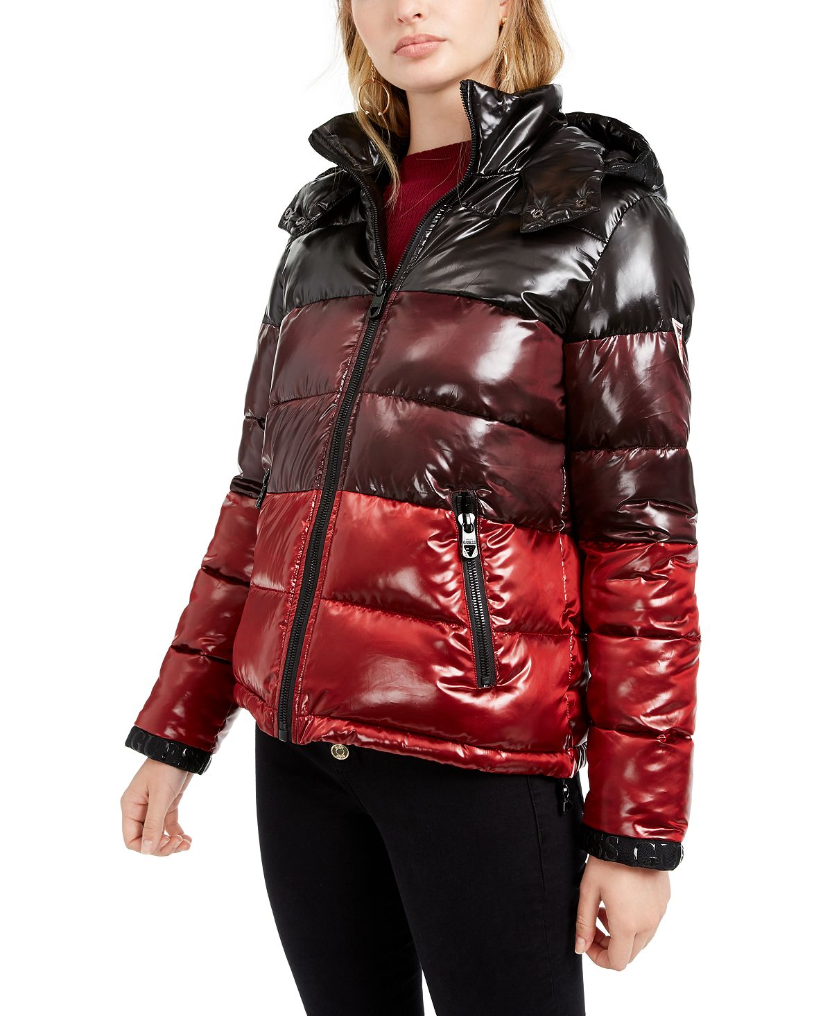 Casaco GUESS Gina Ombre Puffer Feminino Preto Tamanho G
