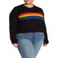 Suéter feminino Planet Gold Trendy Plus Rainbow preto tamanho 1X