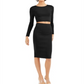 Suéter curto feminino Bar III com decote redondo e bodycon, preto, tamanho XX-G