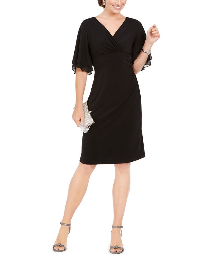 Vestido feminino de manga curta na altura do joelho, preto, tamanho 10, pequeno