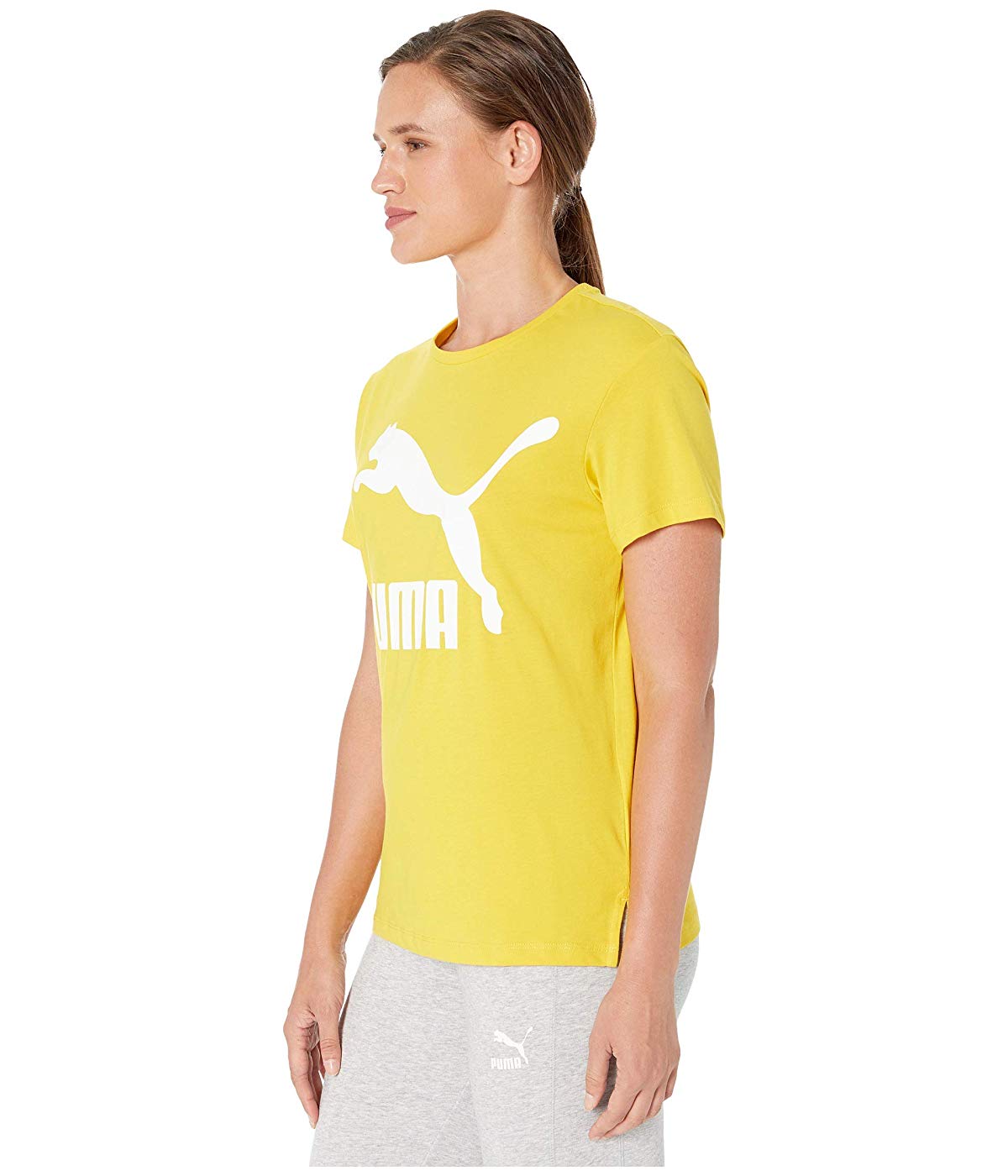 Camiseta Puma Classics Cotton Logo Feminina Amarela Tamanho G
