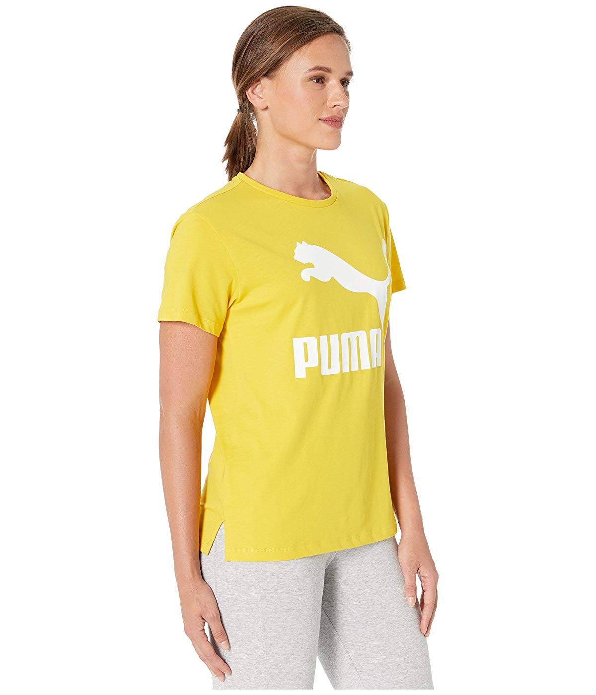 Camiseta Puma Classics Cotton Logo Feminina Amarela Tamanho G
