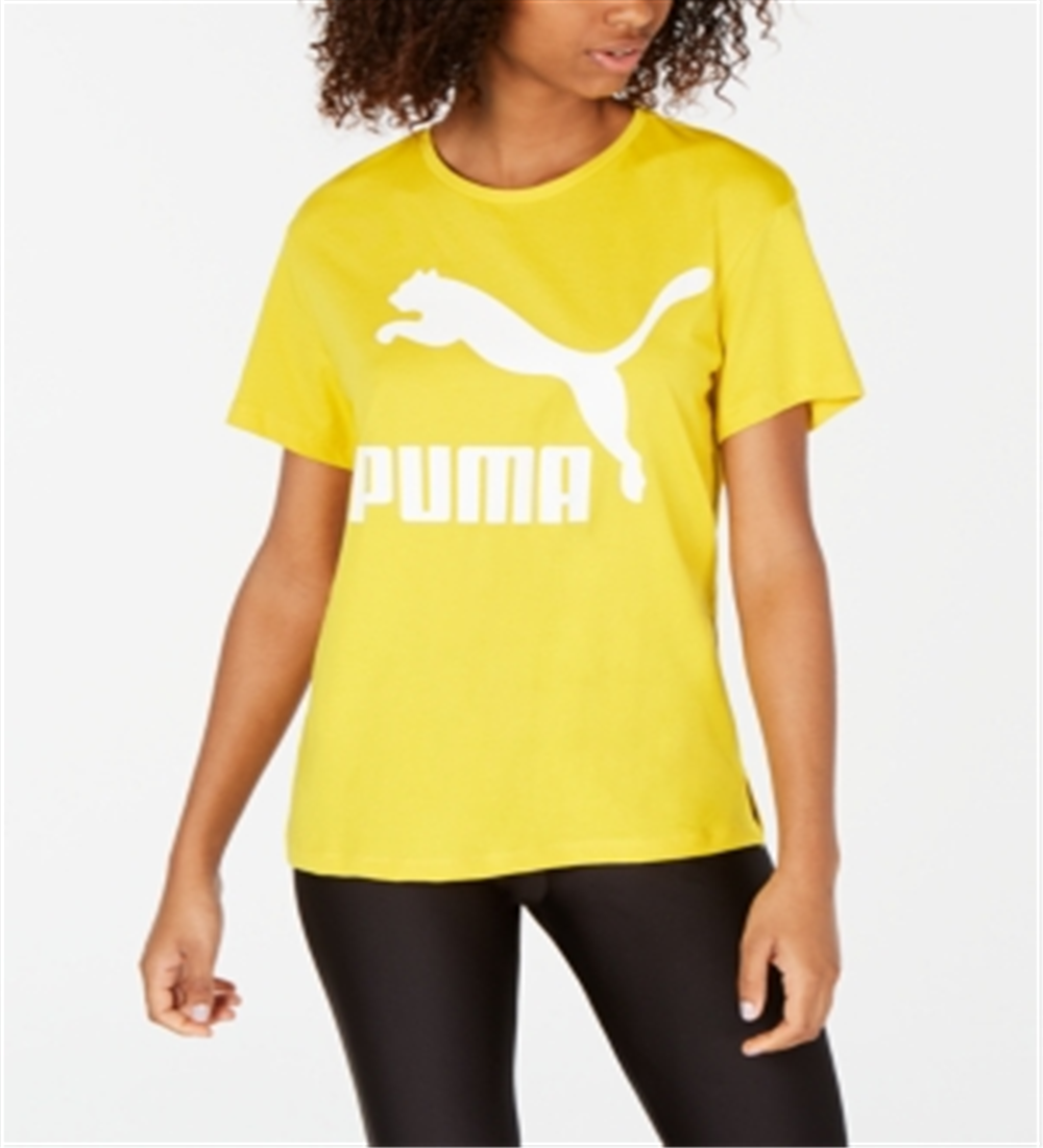 Camiseta Puma Classics Cotton Logo Feminina Amarela Tamanho G
