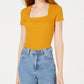 Body feminino Bar III com decote quadrado, amarelo, tamanho pequeno
