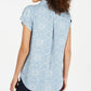 Blusa feminina estampada com botões Style &amp; Co, azul, tamanho grande