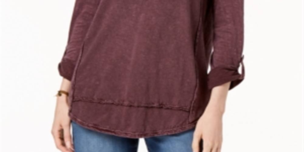 Top feminino de algodão bordado Style &amp; Co, vermelho, tamanho pequeno XL