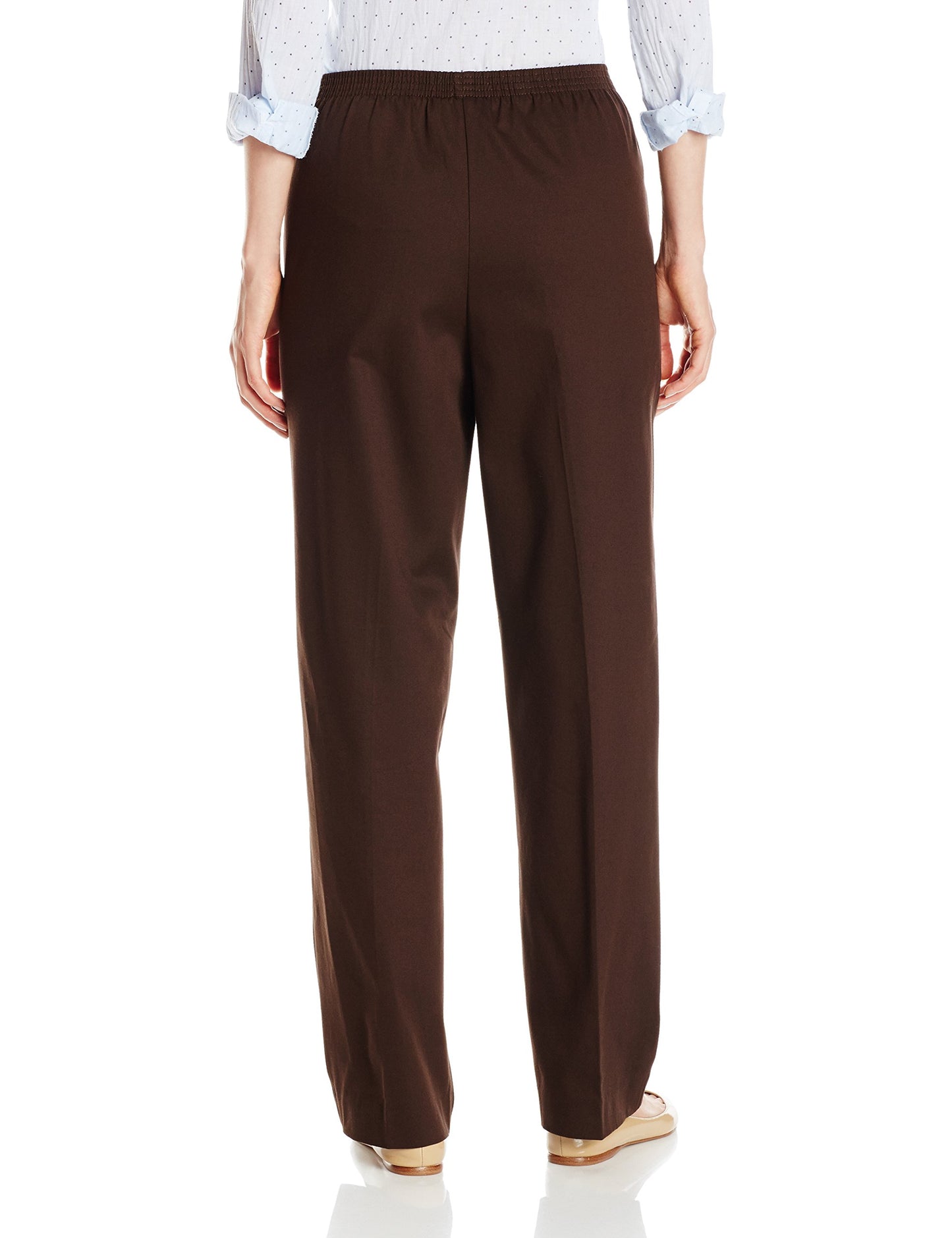 Calça feminina Alfred Dunner Classics Twill Pull-on marrom tamanho 10