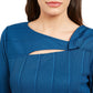 Blusa feminina Alfani com decote torcido e cor lisa, azul, tamanho pequeno G