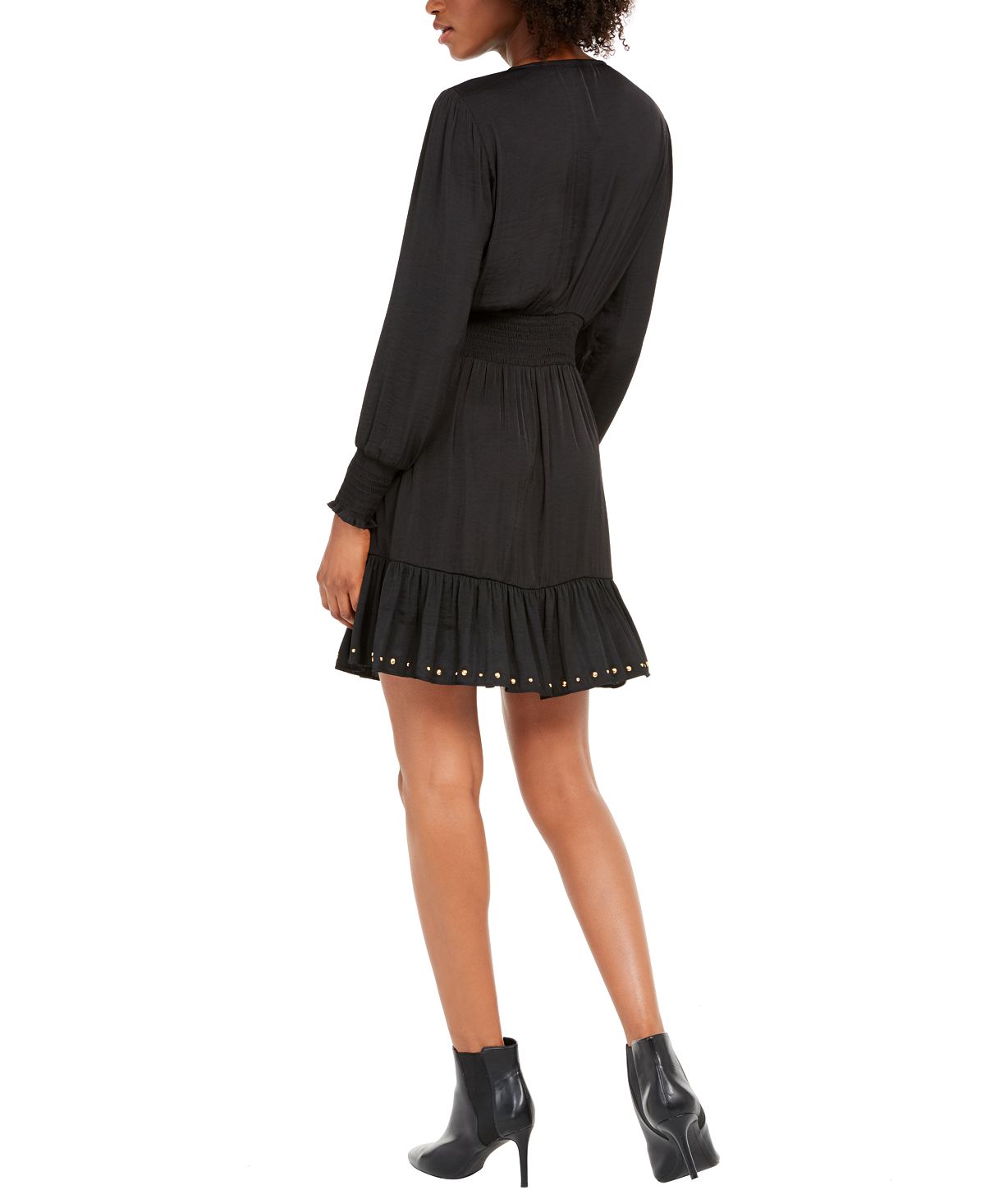 Vestido feminino com babados e tachas da INC International Concepts, preto, tamanho PP