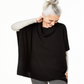 Poncho feminino de cashmere com gola alta Charter Club, preto, tamanho P/M