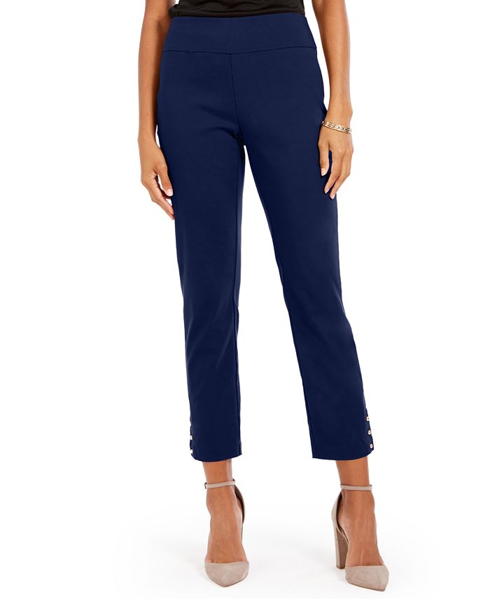 Calça feminina reta NY Collection, azul, tamanho pequeno GG