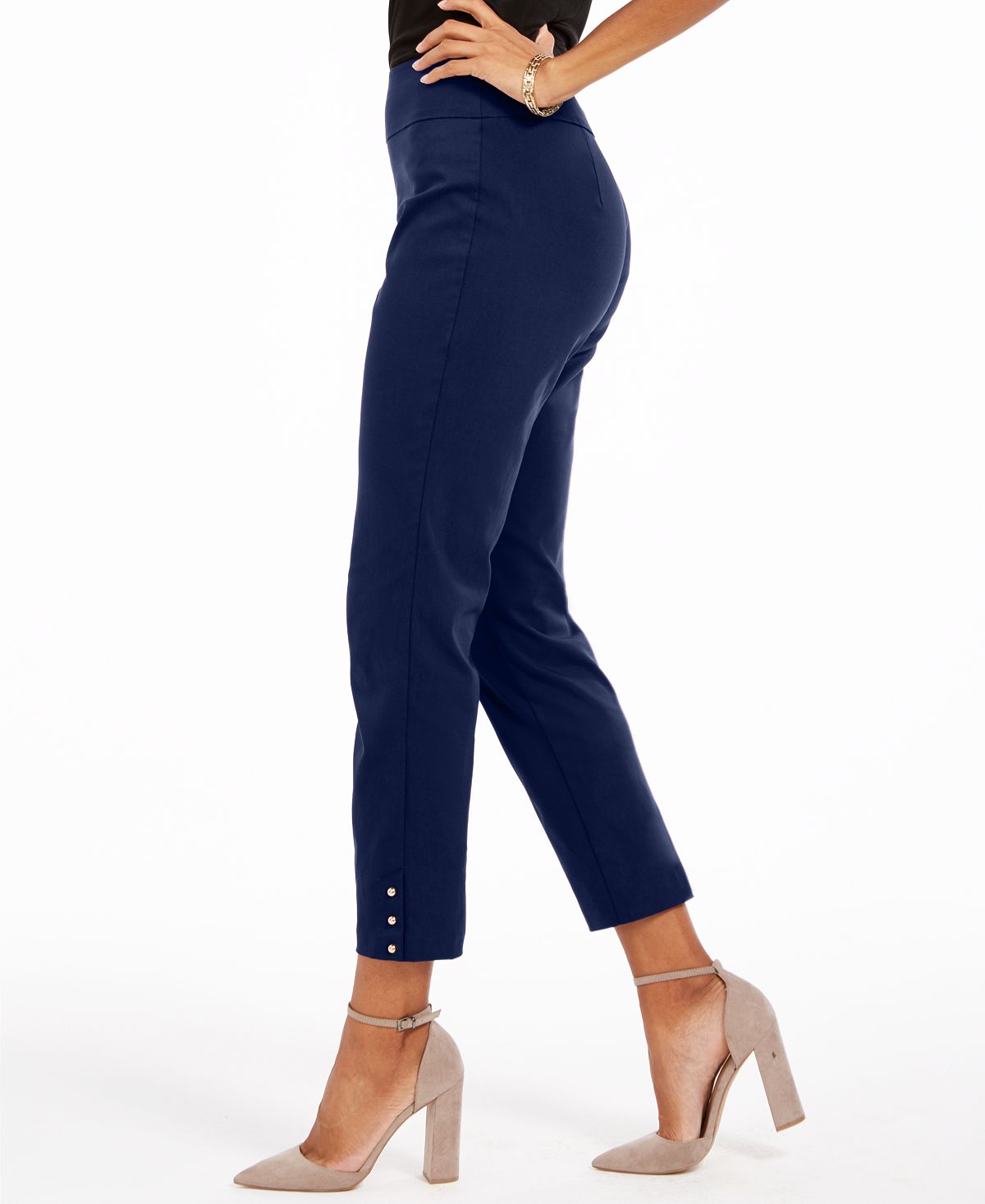 Calça feminina reta NY Collection, azul, tamanho pequeno GG