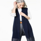 Colete Duster Feminino de Cashmere com Canelado Charter Club Azul Tamanho Médio