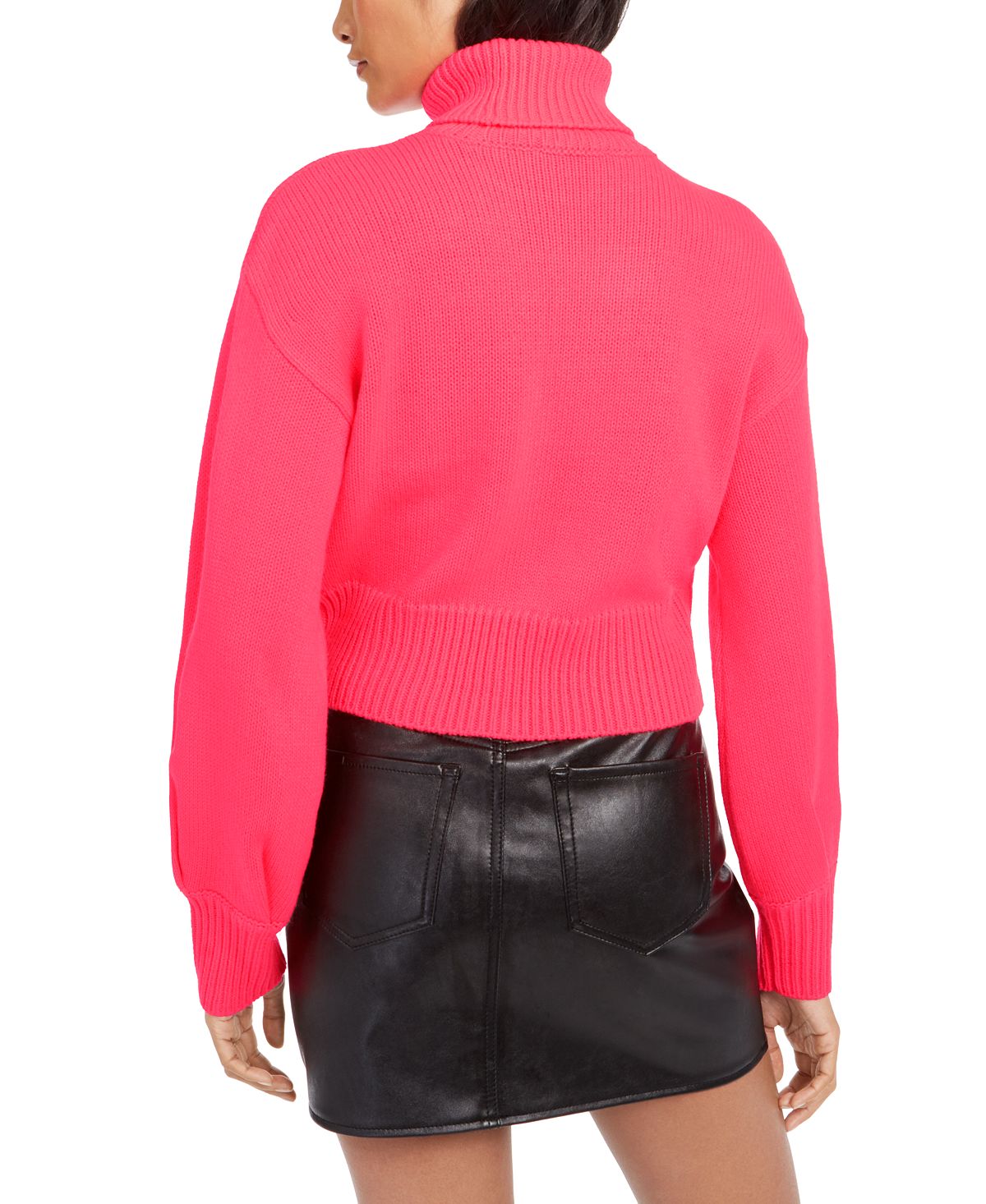 Suéter feminino curto de gola alta Bar III rosa tamanho XXS