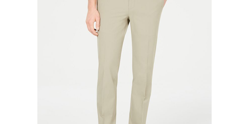 Calça de terno Calvin Klein Slim Fit Tech Masculina Bege Tamanho 38X30