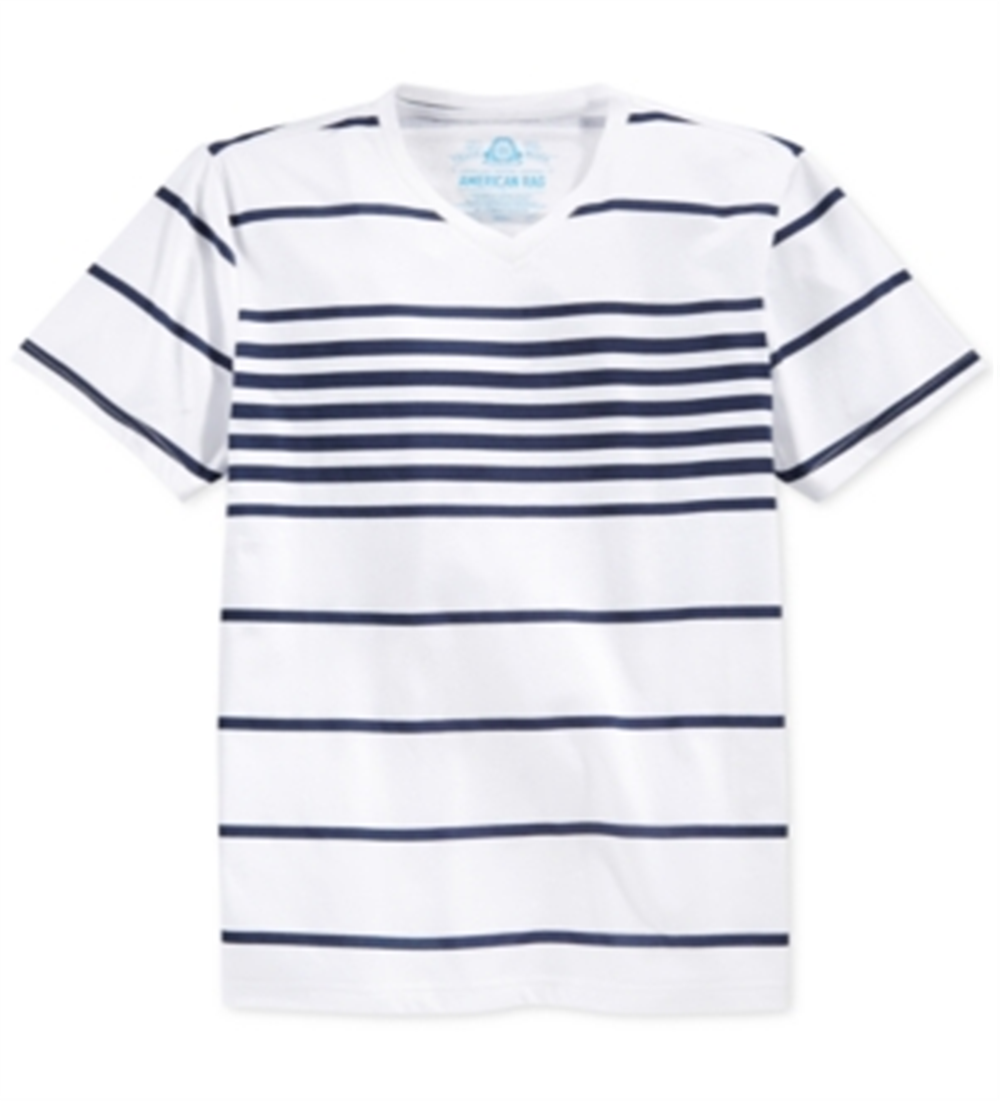 Camiseta masculina American Rag com listras destacadas e gola V, azul, tamanho X-S