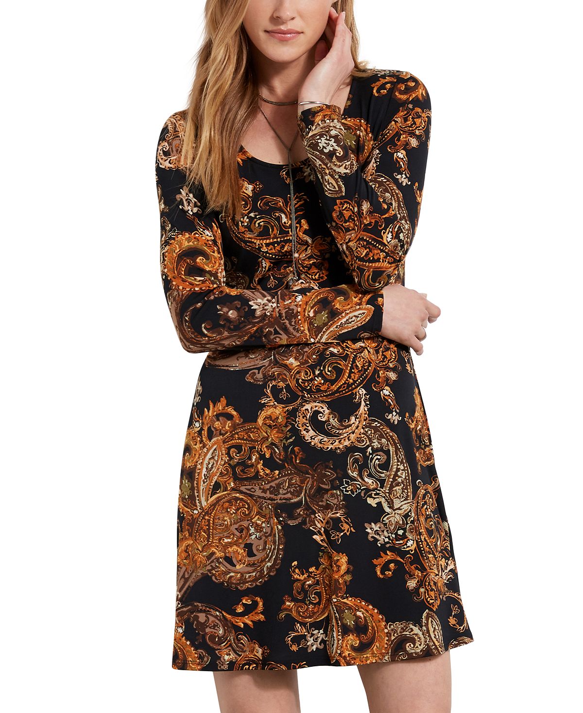 Vestido Erin a Line com Estampa Paisley Karen Kane Feminino Preto Tamanho P