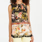 Blusa feminina com estampa floral e acabamento em borlas, preta, tamanho pequeno, da Style &amp; Co