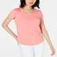 Camiseta feminina Maison Jules com decote em V e bolso aplicado, rosa, tamanho pequeno