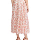 Saia plissada com corte floral e comprimento médio Ralph Lauren, tamanho 6, rosa