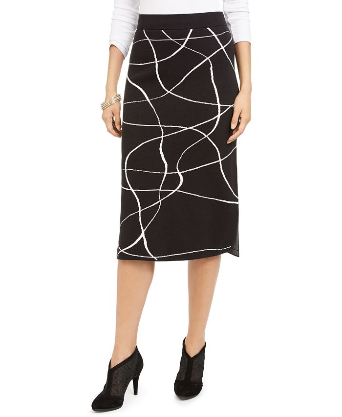 Saia suéter estampada feminina Alfani preta tamanho pequeno