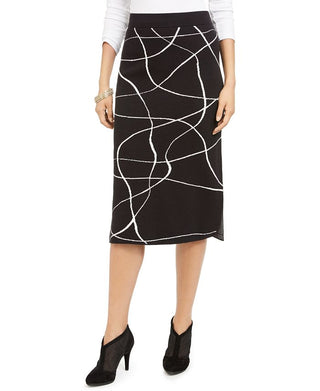 Saia suéter estampada feminina Alfani preta tamanho pequeno