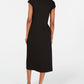 Vestido midi com amarração na cintura feminino Eileen Fisher, preto, tamanho pequeno