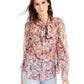 Blusa feminina transparente floral manga comprida rosa tamanho extrapequeno da INC International Concepts