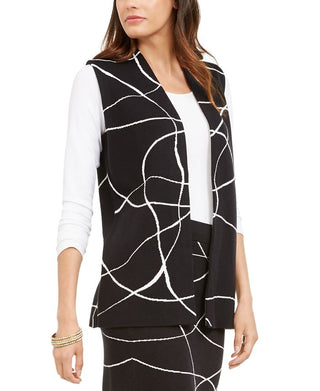 Colete suéter estampado feminino Alfani preto tamanho médio