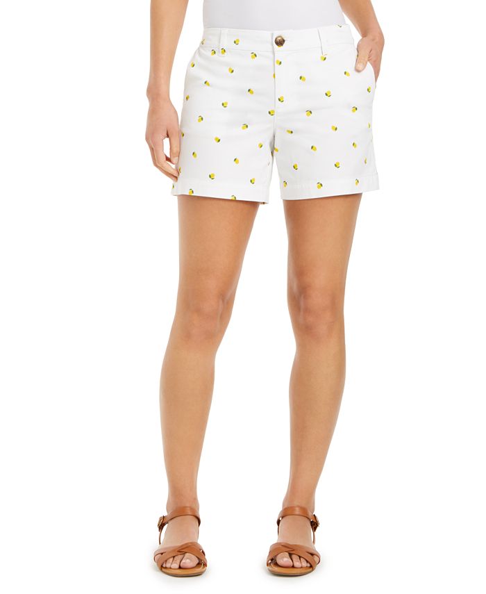 Shorts femininos com estampa de limão Style &amp; Co, branco, tamanho 8