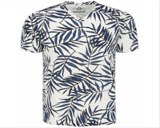 Camiseta masculina American Rag Leaf Lines com decote em V - Azul, tamanho médio