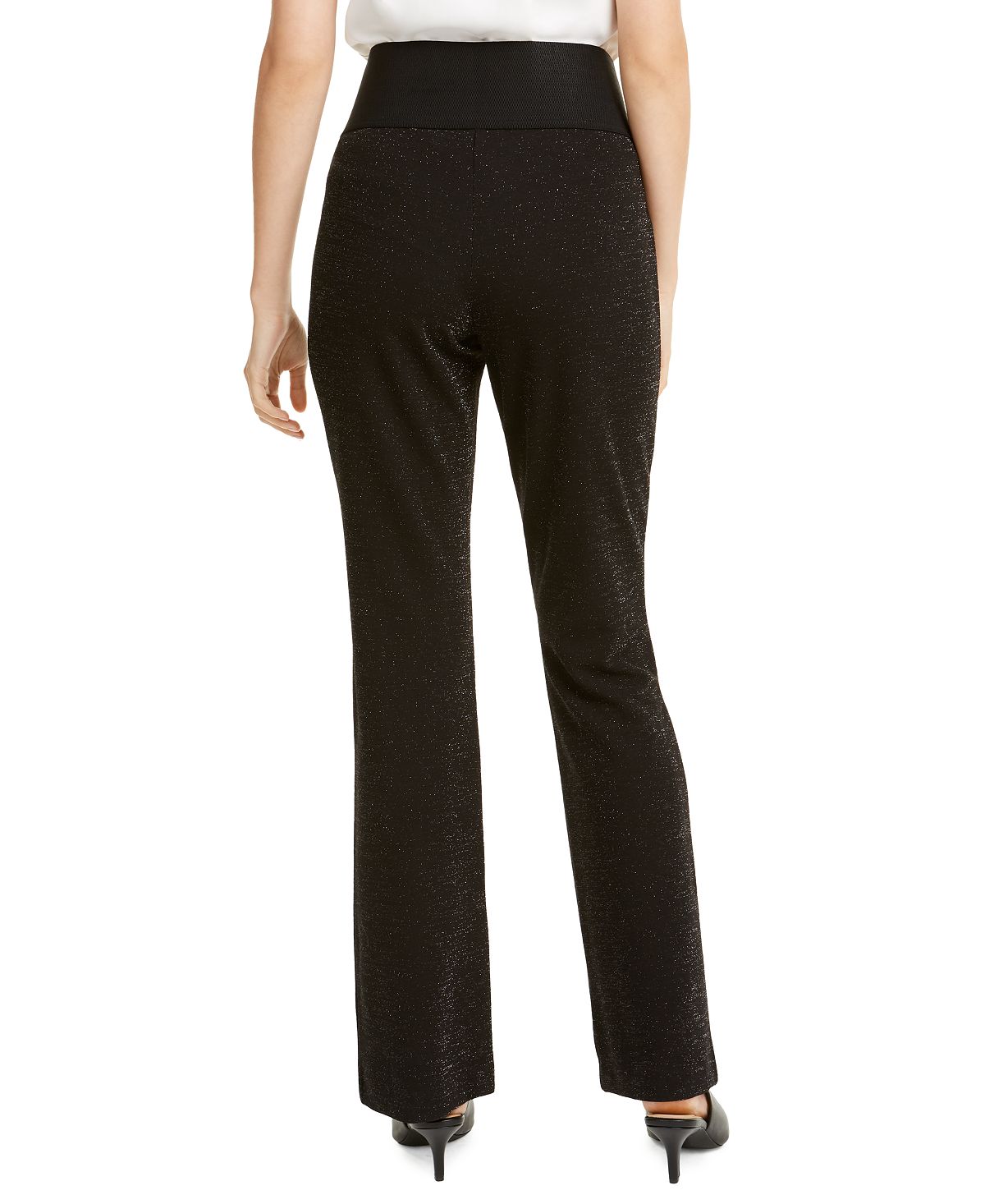 Calça Alfani Feminina com Cintura Alta e Cintura Alta, Preta, Tamanho P