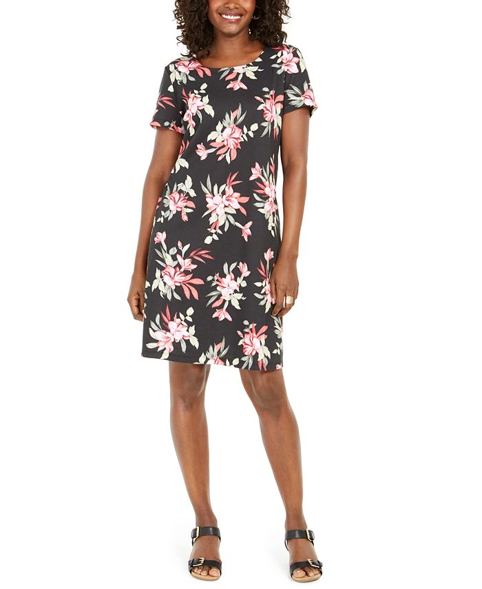 Vestido estampado feminino Karen Scott Bali Bliss, preto, tamanho pequeno
