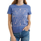 Lucky Brand Camiseta feminina de manga curta, gola redonda e bandana emoldurada, azul, tamanho X-S