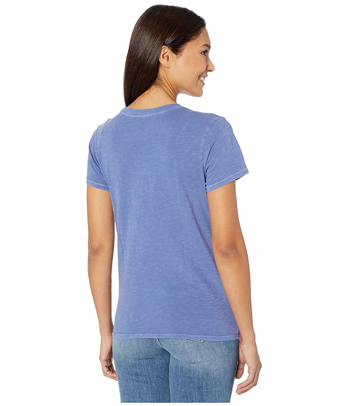 Lucky Brand Camiseta feminina de manga curta, gola redonda e bandana emoldurada, azul, tamanho X-S