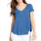Blusa feminina Alfani lisa de manga curta com decote em V, azul, tamanho pequeno