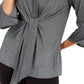 Top feminino Alfani com amarração frontal metálica, cinza, tamanho XX-G
