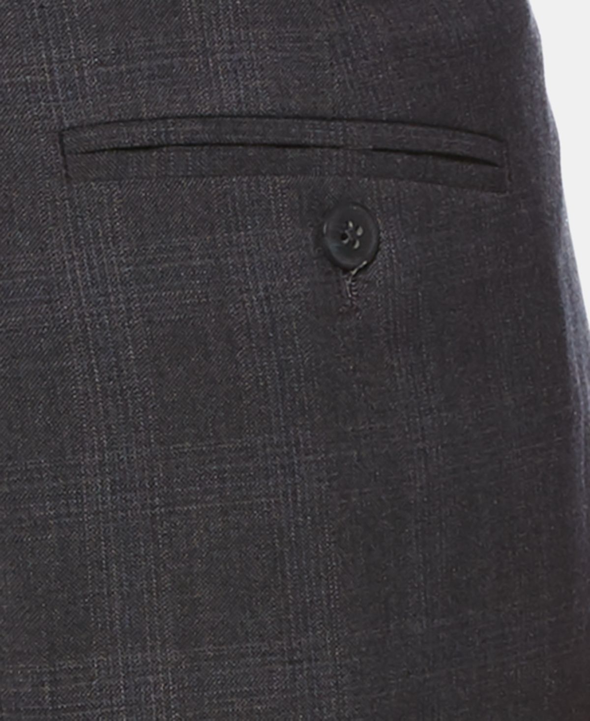 Calça social xadrez masculina Perry Ellis em mistura de lã cinza, tamanho 32x32