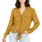 Blusa feminina com botões e estampa de mídia mista, da INC International Concepts, amarela, tamanho grande