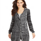 Cardigan de malha mesclada com capuz feminino Style &amp; Co, preto, tamanho GG