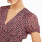 Blusa estampada com babados Bar III feminina, vermelha, tamanho X-Large