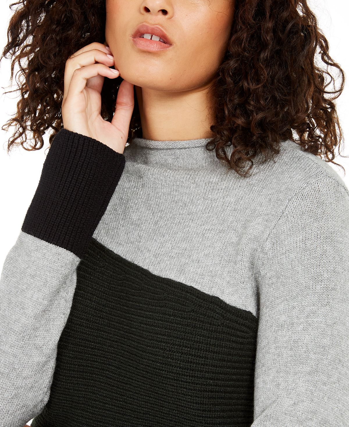 Suéter Alfani Feminino Colorblock Cinza Tamanho X-S