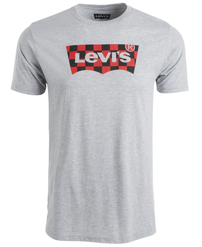Camiseta Masculina Levi's Xadrez Logo Cinza Tamanho Médio