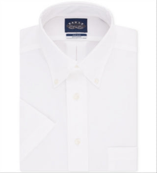 Eagle Men's Classic Regular Fit Non Iron Flex Collar Solid Short Sleeve Dress Shirt White Size 15