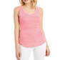 Camiseta feminina Charter Club Supima Cotton Knit Listrada Vermelha Tamanho X-G
