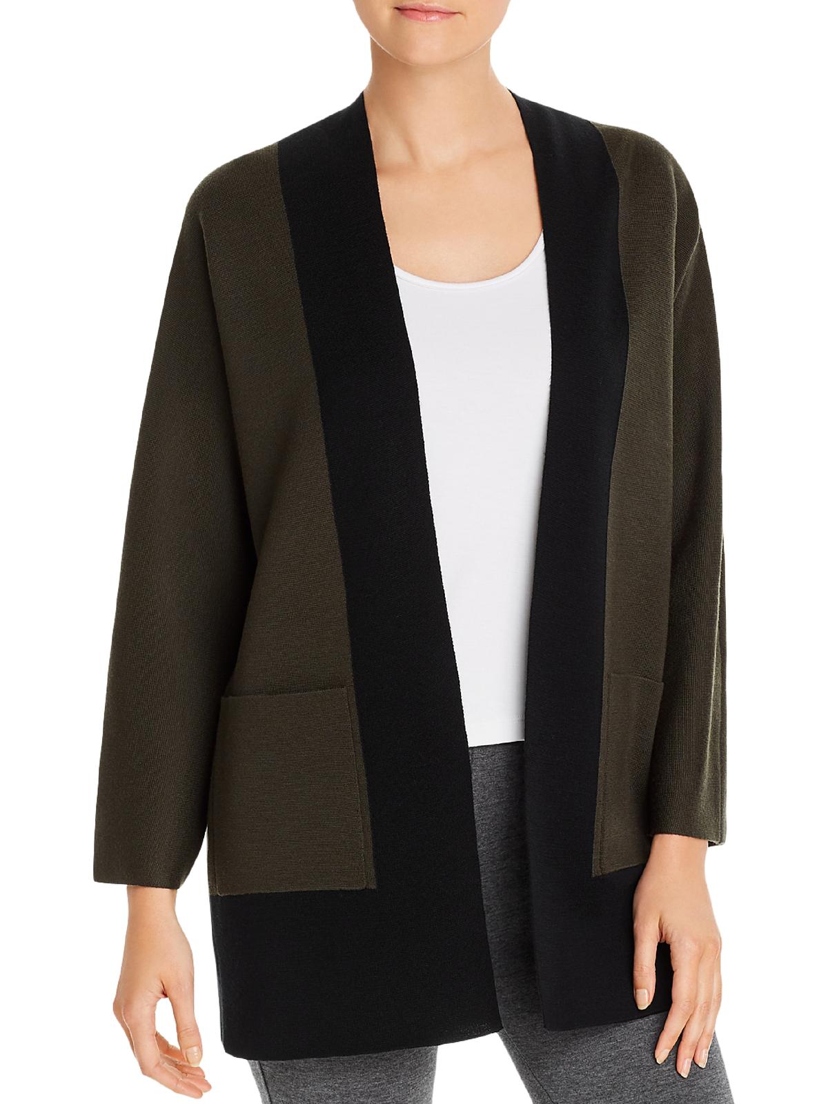 Cardigan Kimono de Lã Merino Feminino Eileen Fisher Verde Tamanho X-G