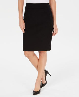 Kasper Women's Textured Pique Pencil Skirt Black Size 8