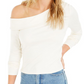 Blusa feminina Bar III manga comprida decote assimétrico branca tamanho grande
